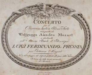 Frontispiece of musical score of concerto for piano and harpsichord
